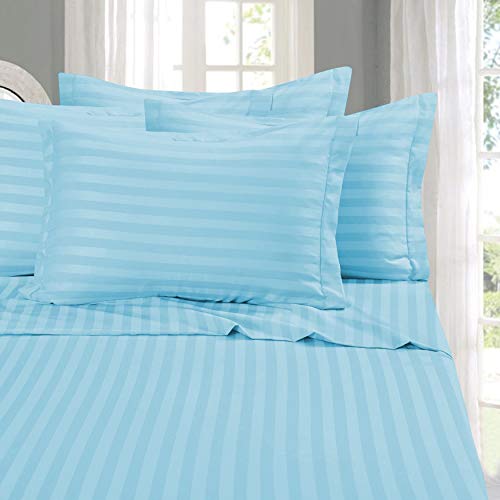 Elegant Comfort Softest and Coziest 6-Piece Sheet Set - 1500 Premium Hotel Quality Microfiber - Deep Pocket, Wrinkle Resistant 6-Piece Damask Stripe Bed Sheet Set, Queen, Silver