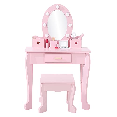Kids Vanity Set with Mirror and Lights for Girls D277