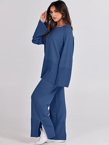 Women's 2 Piece Knit Sweater Set with Wide Leg Pants S675