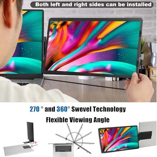 Portable Laptop Monitor 14 inch, 360° Rotatable Dual Screen H611
