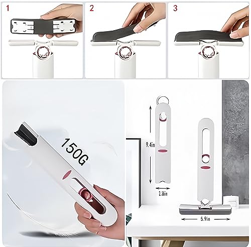 Portable Self-Squeeze Mop for Wet and Dry Cleaning with 3 Cotton Heads M7042
