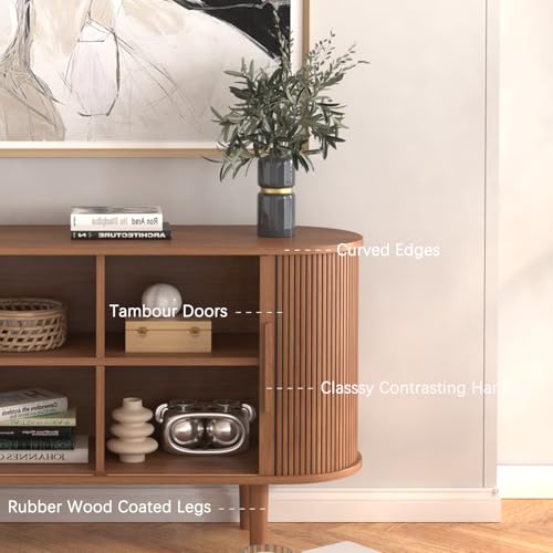 47" Tambour Storage Cabinet, Black Corner Cabinet with Doors and Shelves A5375
