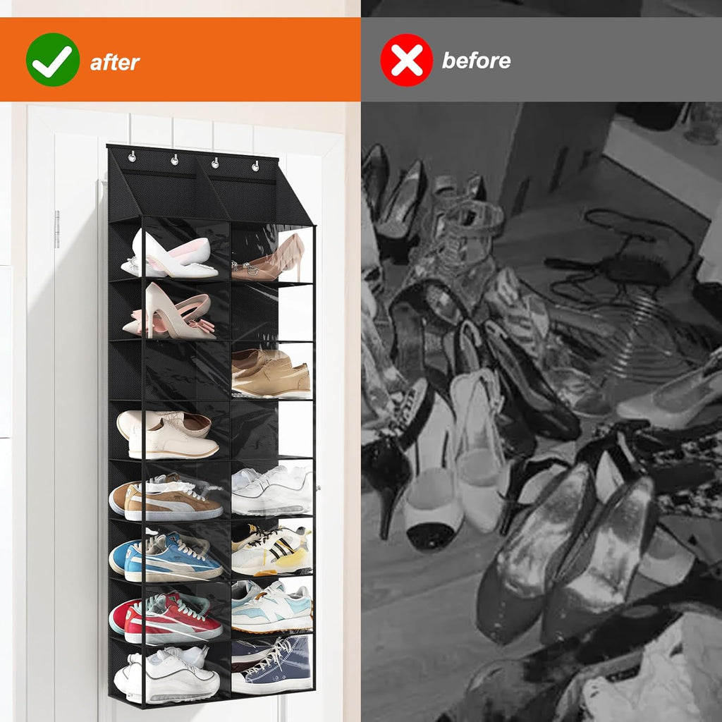 Over the Door Shoe Rack for 16 Pairs, Dustproof Hanging Organizer M124