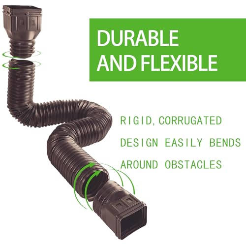 Gutter Downspout Extension Flexible, Expandable 21 to 60 Inches, Brown, 3 Pack J439478