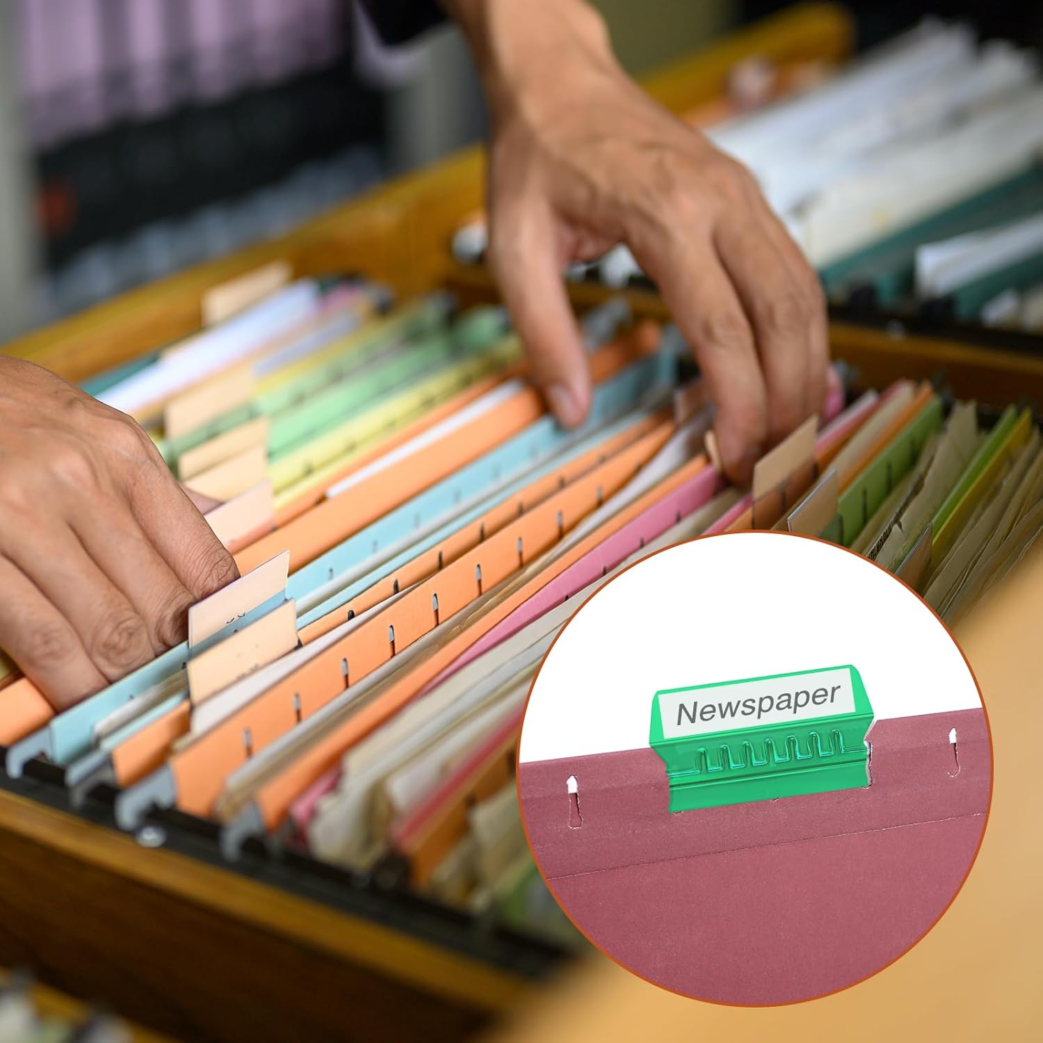 50 Pcs Multicolor File Folder Labels with Plastic Tabs L6352