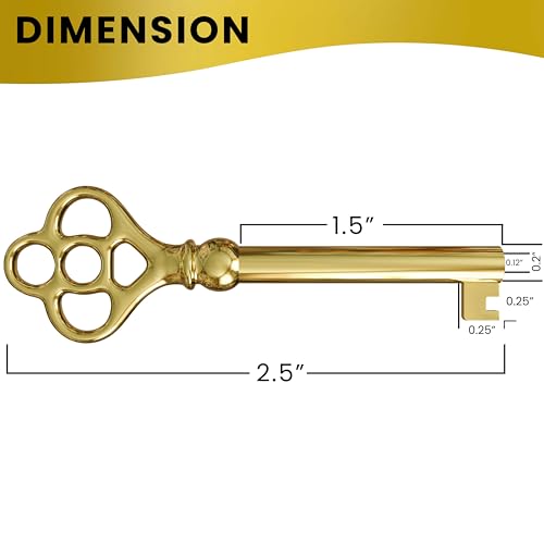 Hollow Barrel Brass Plated Replacement Skeleton Key for Antique Furniture J731