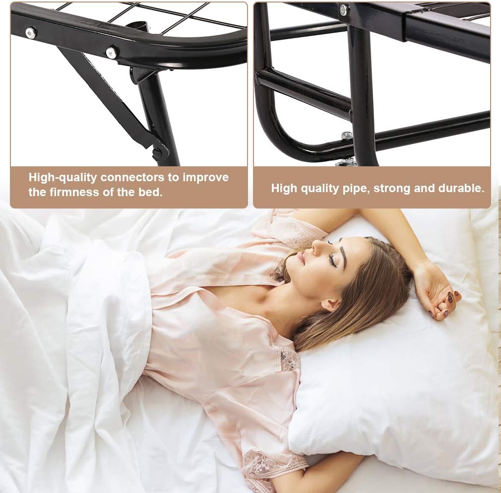 Folding Guest Bed with Wheels Portable Camping Cot with Foam Mattress X84923