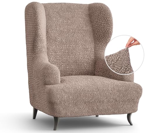 Wingback Chair Slipcover - High Back Armchair Cover - Stretch Furniture Protector - Blue R753