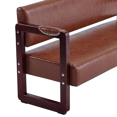 Waiting Room Bench with Backrest, Faux Leather, Modern Style K701