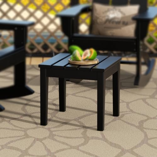 Outdoor Patio Adirondack Side Table, HDPE Weather Resistant, Black J930961