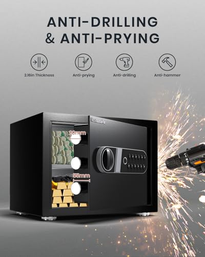Fingerprint Home Safe Box with Fireproof Waterproof Bag & Key N6827