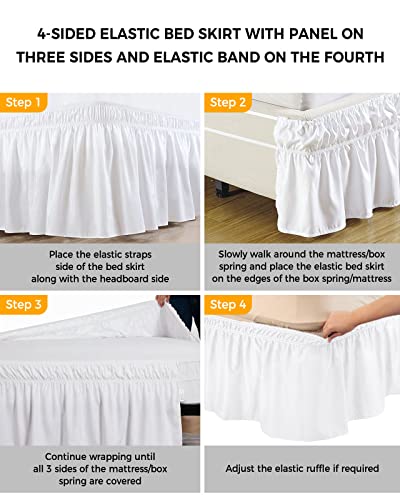 Cal King Bed Skirt 18 Inch Drop, Elastic Wrap Around Dust Ruffle Z8805