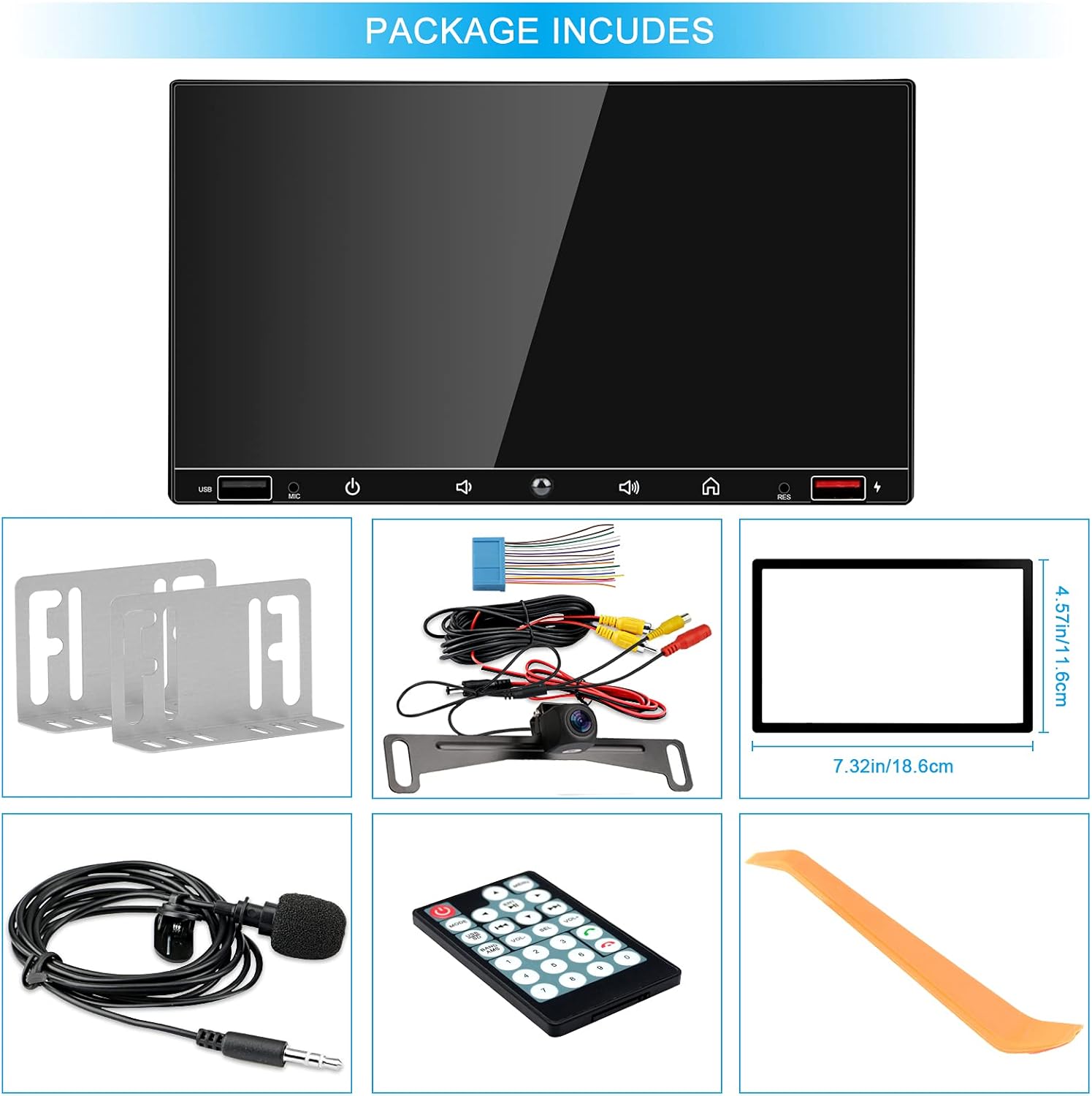 Double Din Car Stereo with 7 Inch Touchscreen, Carplay and Android Auto C339