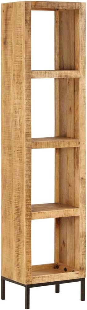 Solid Mango Wood Bookshelf with 4 Compartments, Brown P4192