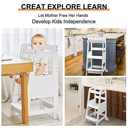 Bamboo Toddler Kitchen Step Stool with Anti-Slip Protection Q1488
