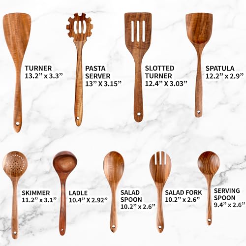 6-Piece Wooden Spoons for Cooking with Smooth Finish and Comfort Grip Y634943