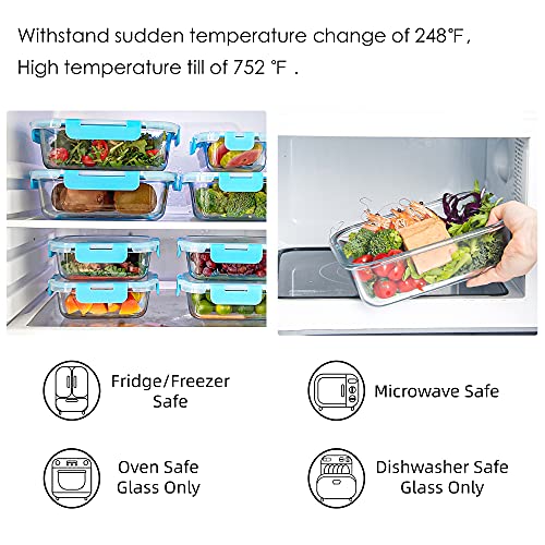 Glass Food Storage Containers with Lids, Airtight, Leak Proof, Microwave & Freezer Safe S132032