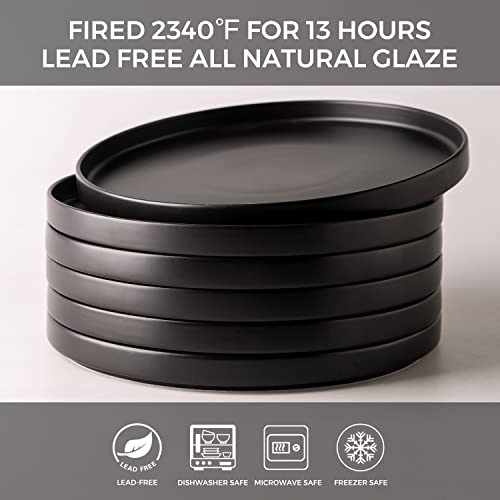 Ceramic Dinner Plates Set of 6, 10 Inch Matte Stoneware, Microwave and Dishwasher Safe L308327