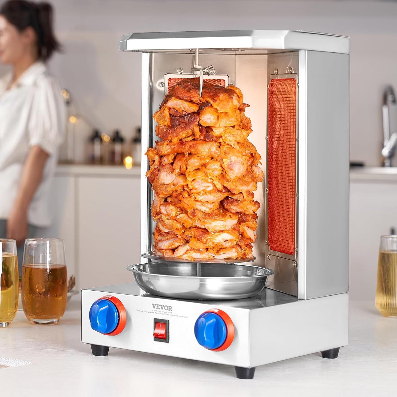 Shawarma Grill Machine, 13 lbs Capacity, 2 Burners, Vertical Broiler V71287