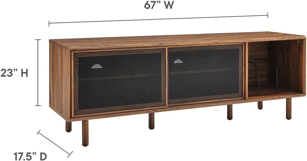 TV and Record Stand for TVs up to 65", Walnut D279404