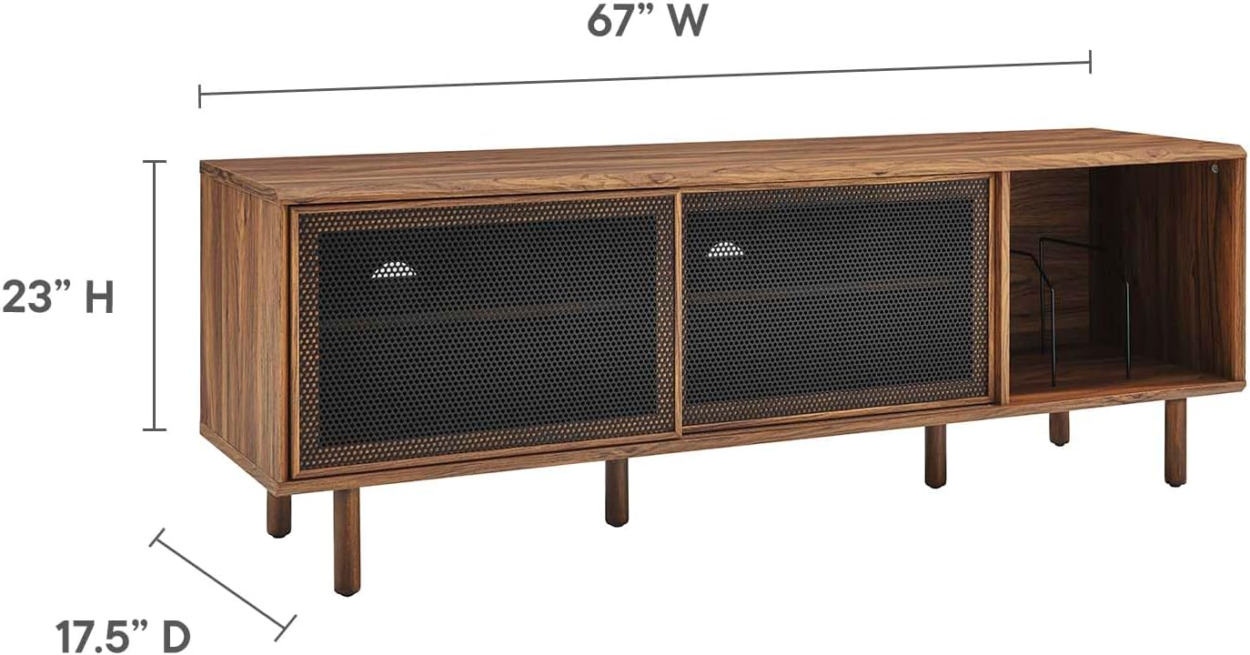 TV and Record Stand for TVs up to 65", Walnut D279404