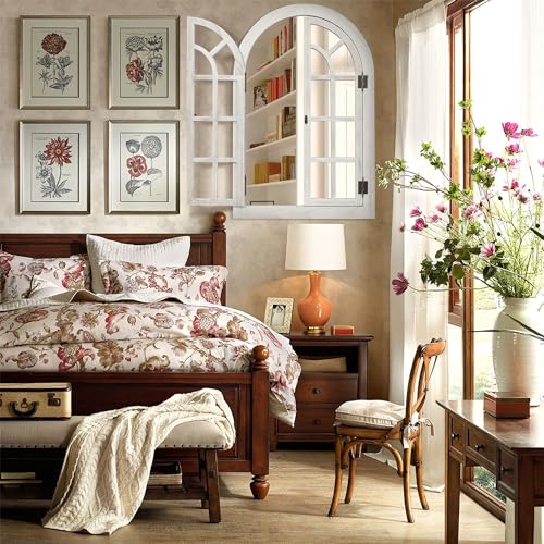 Arched Wall Mirror Wood Frame for Bedroom Living Room P83646