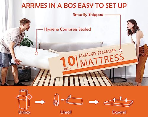 Gel Memory Foam Queen Mattress, 5 Inch Cooling Mattress Pad, Bed-in-a-Box A437343