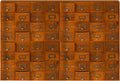 Huge 64-Drawer Wooden Storage Box Traditional Apothecary Curio Cabinet in Vintage Wood - Card Catalog Library Desk Drawer w/Label Holders Handles - Multi Level Countertop Arts and Craft Organizer