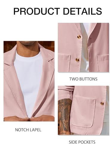 Men's Casual Linen Blazer Suit Jacket Two Button Slim Fit C696
