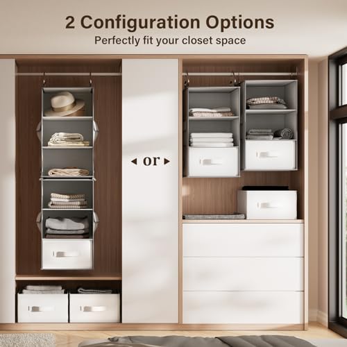 6-Shelf Hanging Closet Organizer with 3 Removable Drawers G6907