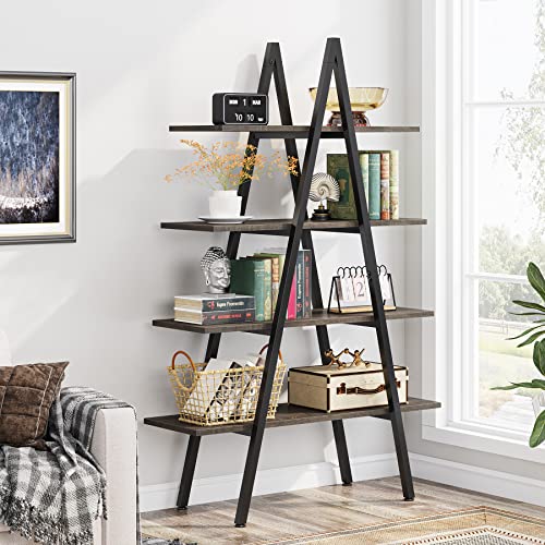 4-Tier A-Shaped Ladder Bookshelf with Open Shelves T590