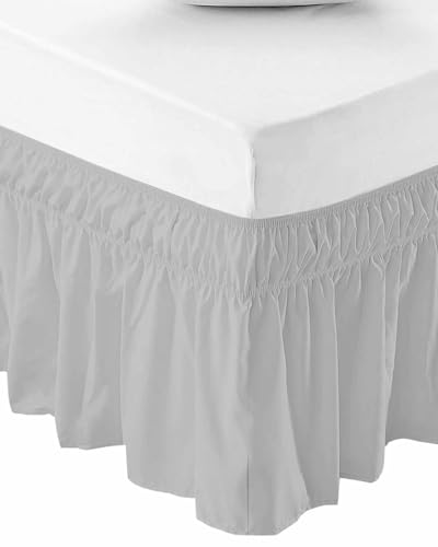 Cal King Bed Skirt 18 Inch Drop, Elastic Wrap Around Dust Ruffle Z8805