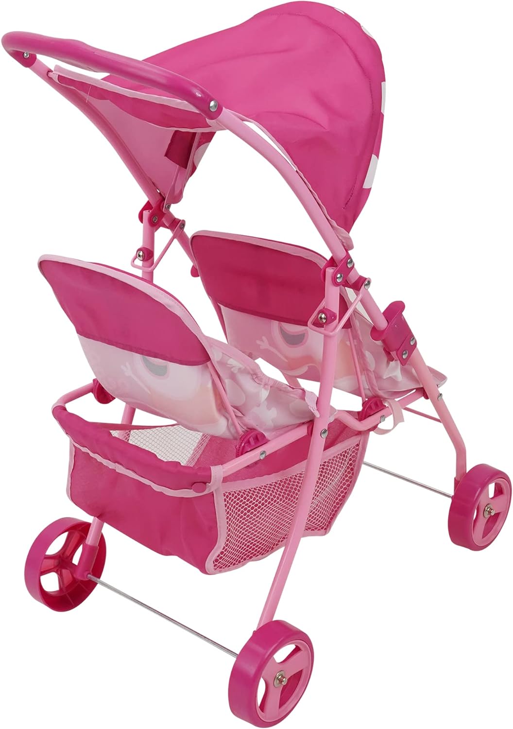 Doll Twin Stroller - Pink & White Dots - Fits Dolls Up To 24" W65973