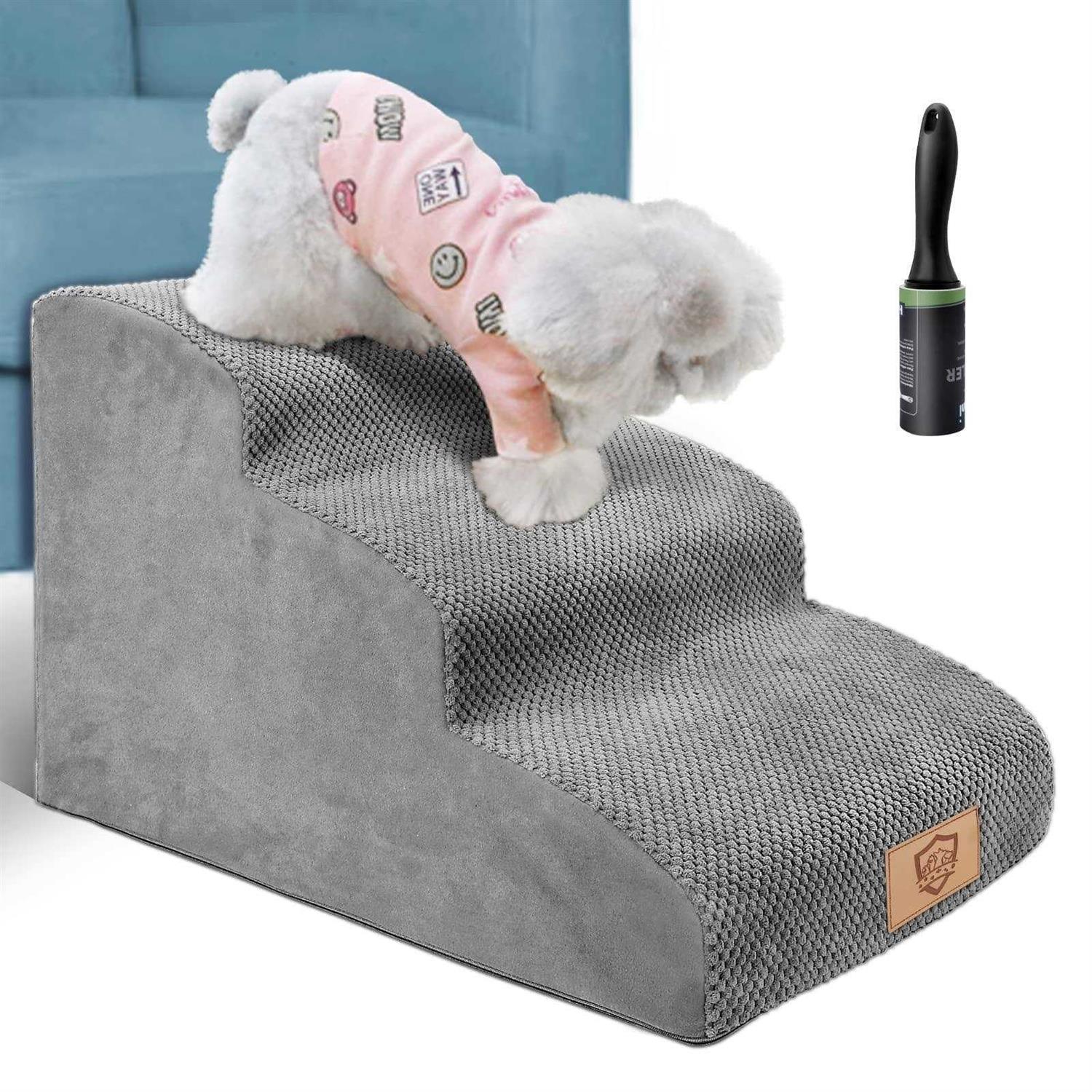Topmart 3 Tiers Foam Dog Ramps/Steps,Non-Slip Dog Steps,Extra Wide Deep Dog Stairs,High Density Foam Pet Stairs/Ladder,Best for Older Dogs,Cats - Pet Supplies online store