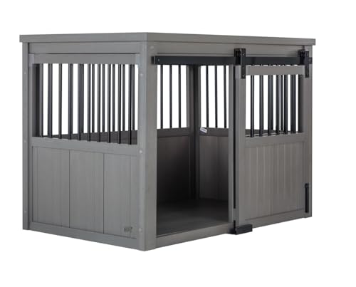 Sliding Barn Door Dog Crate with Removable Cushions, Large U54145