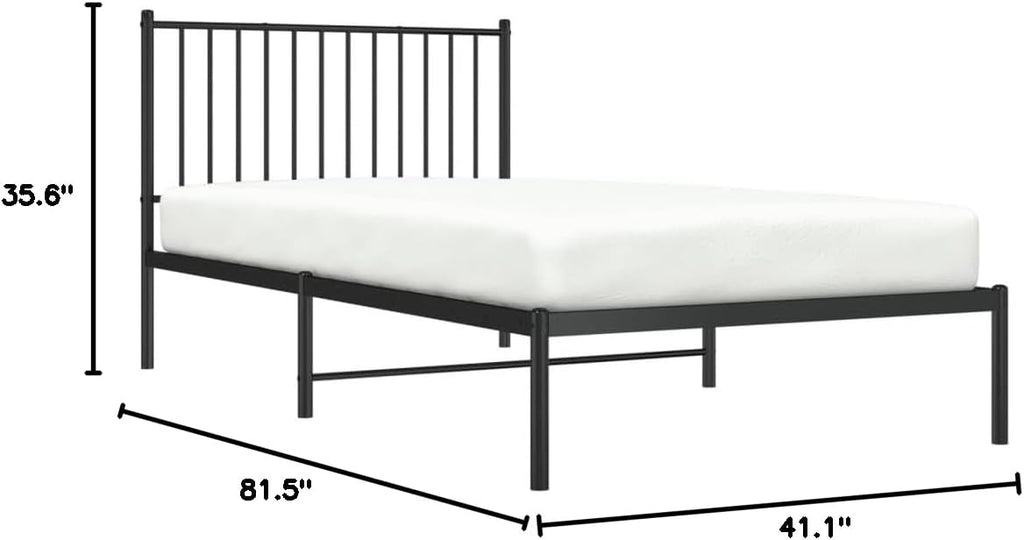 Metal Bed Frame with Headboard Black R845
