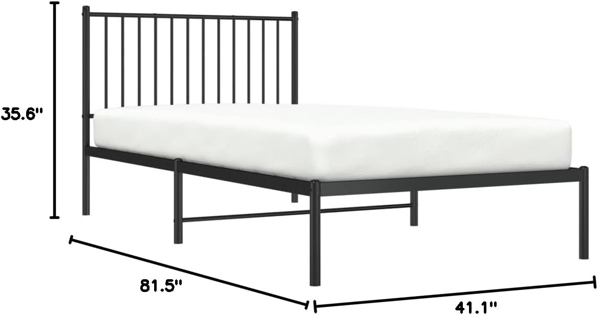 Metal Bed Frame with Headboard Black R845