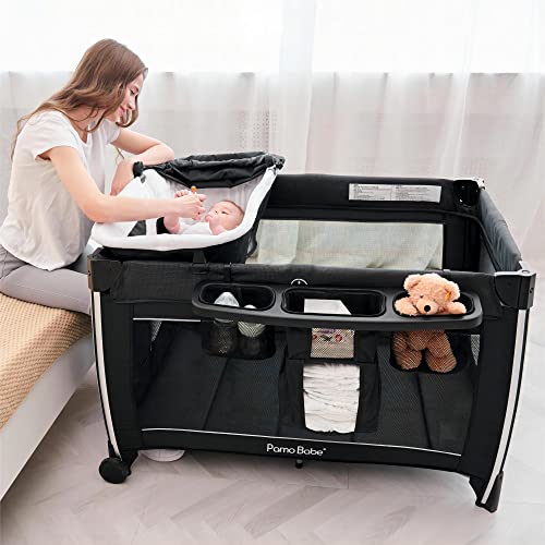 Portable Baby Crib Foldable Travel Playard with Bassinet and Changing Table I3310