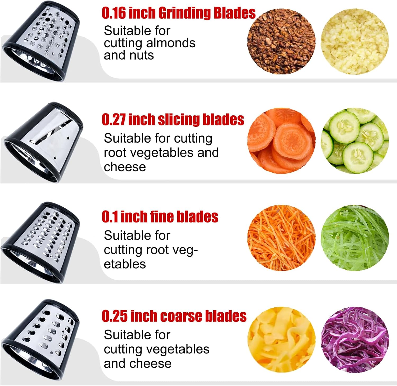 Cheese Grater Attachment for Stand Mixer with 4 Blades N8704