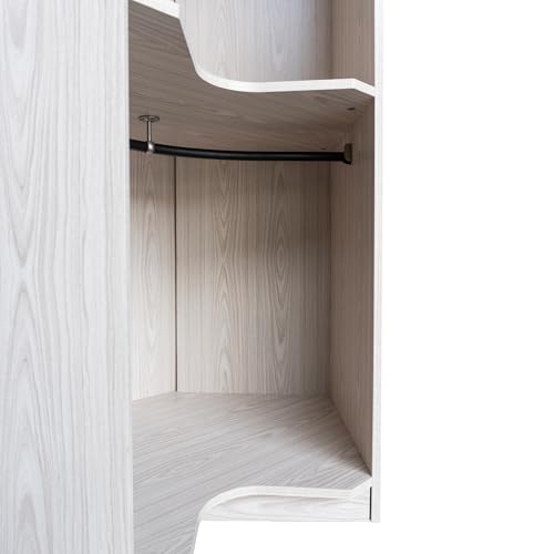 Corner Wardrobe Closet with Hanging Rods, Gray S777