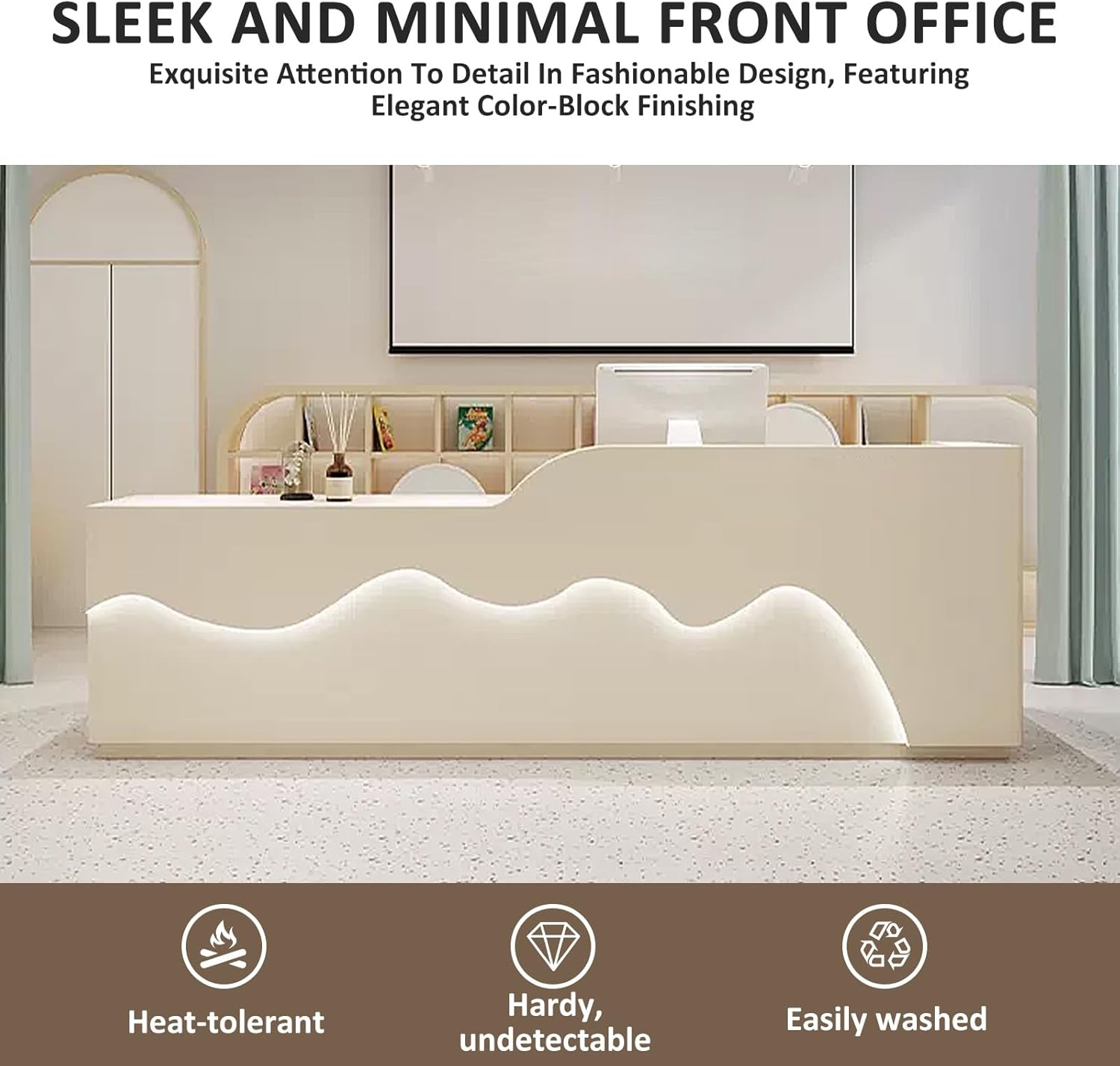 Reception Desk with LED Light, Lockers and Storage Shelves X155433