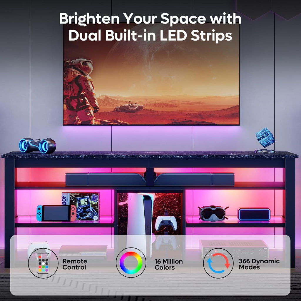 TV Stand for 65/70 inch TV with LED Lights and Storage I908