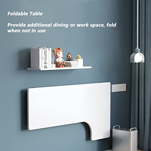 Wall Mounted L-Shape Corner Desk for Home Office, Fold Down, Walnut M46845