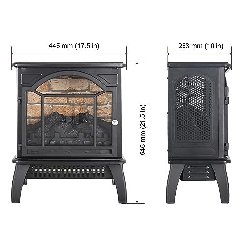 1500W Infrared Freestanding Electric Fireplace Heater with Remote V472