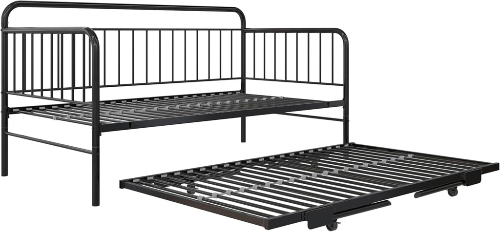 Metal Daybed with Pop Up Trundle Bed, Twin, Black W1027