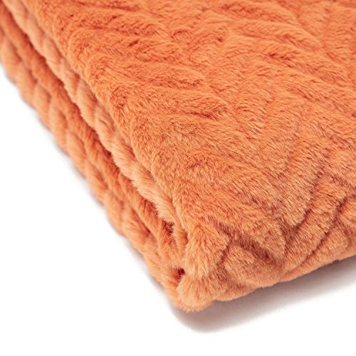 Faux Fur Embossed Throw Blanket for Bed Couch and Living Room Décor R859793
