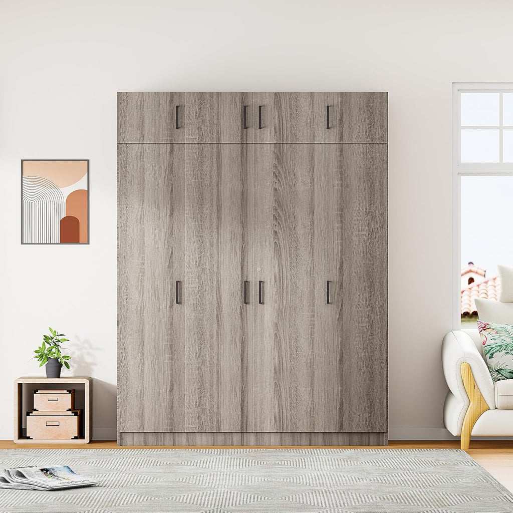 Wooden Armoire Wardrobe with Drawer and Shelves for Bedroom O750