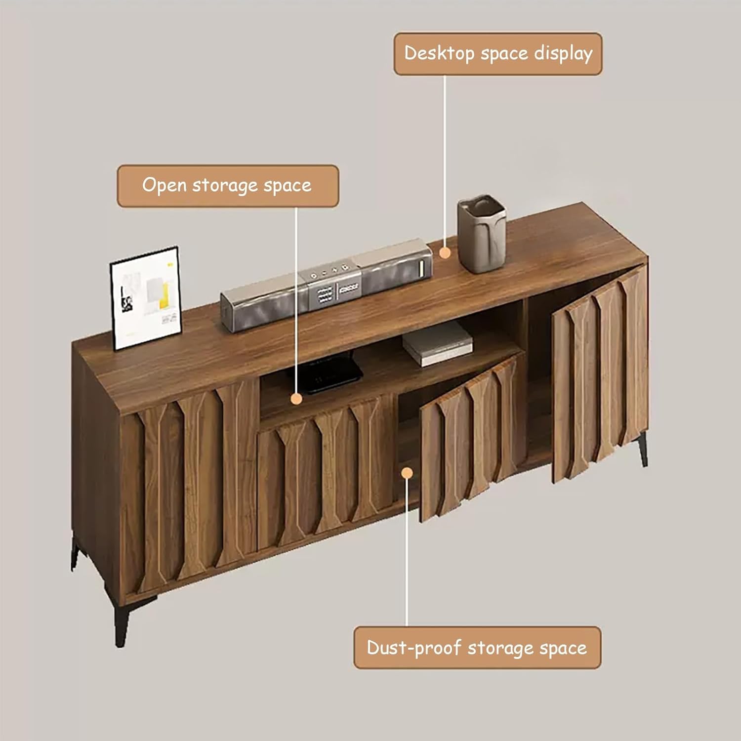 Wooden TV Stand with Large Storage for Living Room U4572