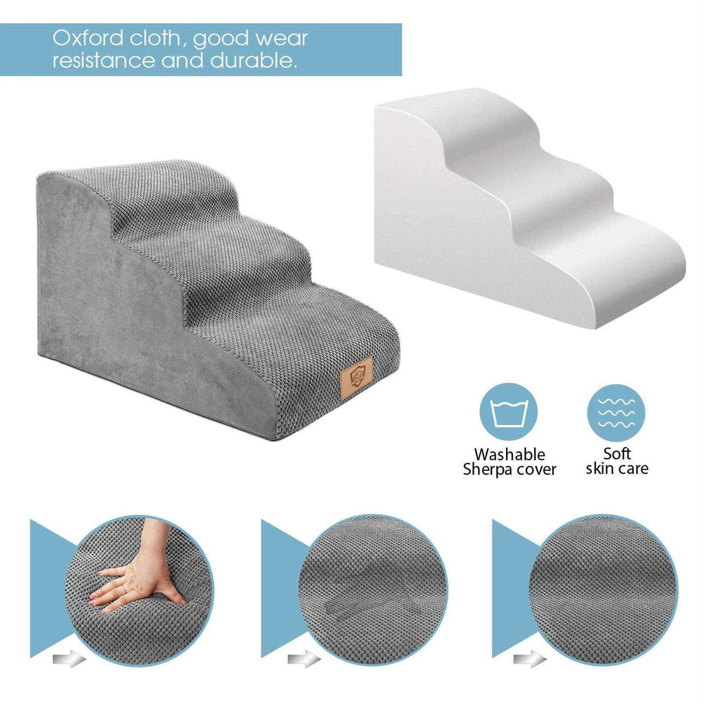 Foam Dog Ramps and Steps for Pets, Non-Slip Extra Wide Dog Stairs E129