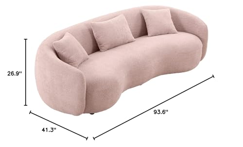 Mid Century Modern Curved Sofa, 3-Seat Boucle Fabric Couch A249